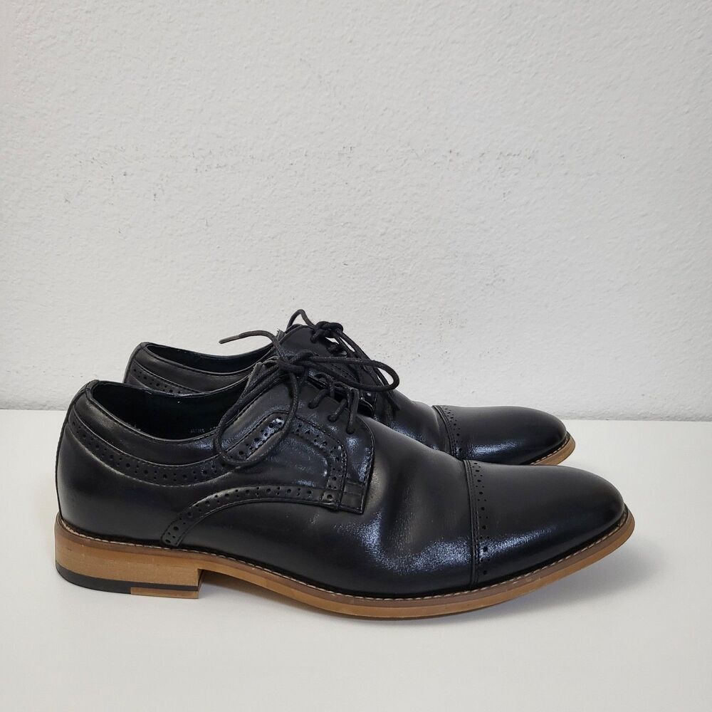 STACY ADAMS Dickinson Dress Shoes Mens 8 M Cap Toe Oxford Leather Black Classic